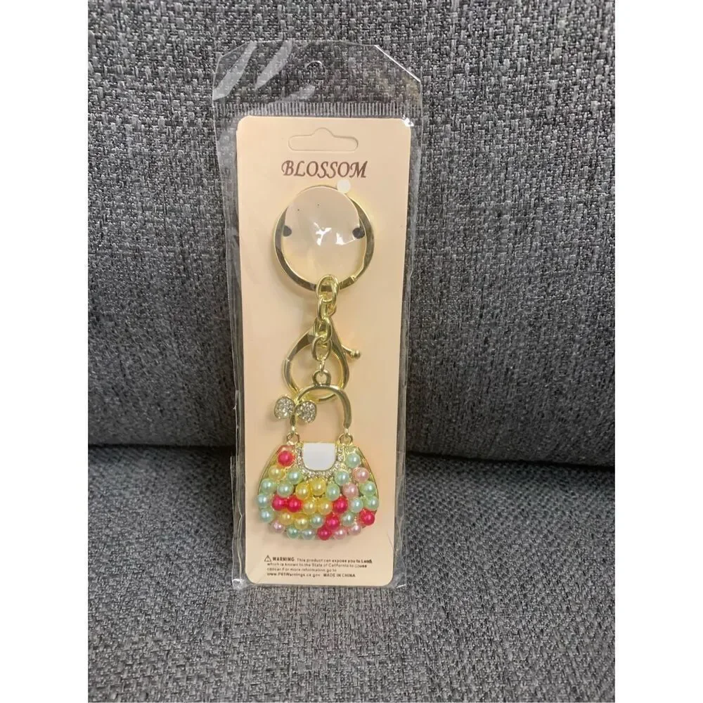 Multicolored Pearl Handbag Keychain